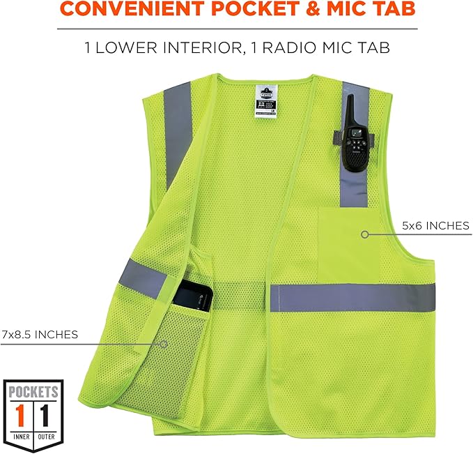 Ergodyne GloWear Economy High Visibility Reflective Safety Vest, Hook & Loop Closure