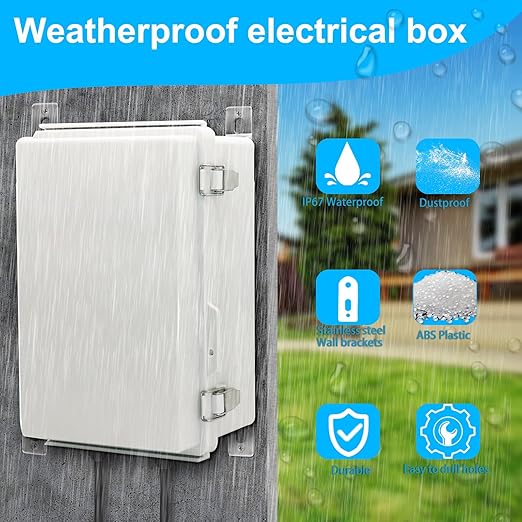 Waterproof Electrical Box, IP67 Junction Box Stainless Steel Latch Hinged Grey Cover Project Enclosure with Wall Bracket 11.8"x7.9"x5.1"