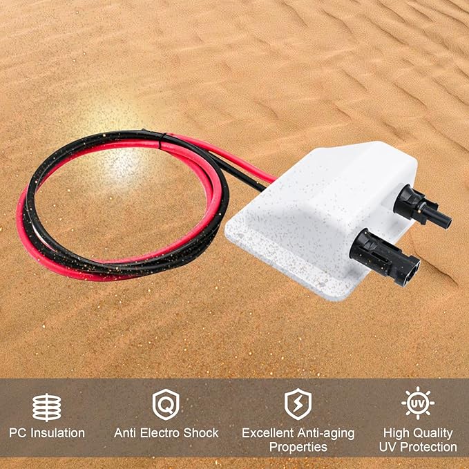 Solar Cable Entry Gland with 10AWG 3.28Ft Solar Extension Cable, UV Resistance, Waterproof Solar Junction Box for RV, Boat, Campe, Van(White)