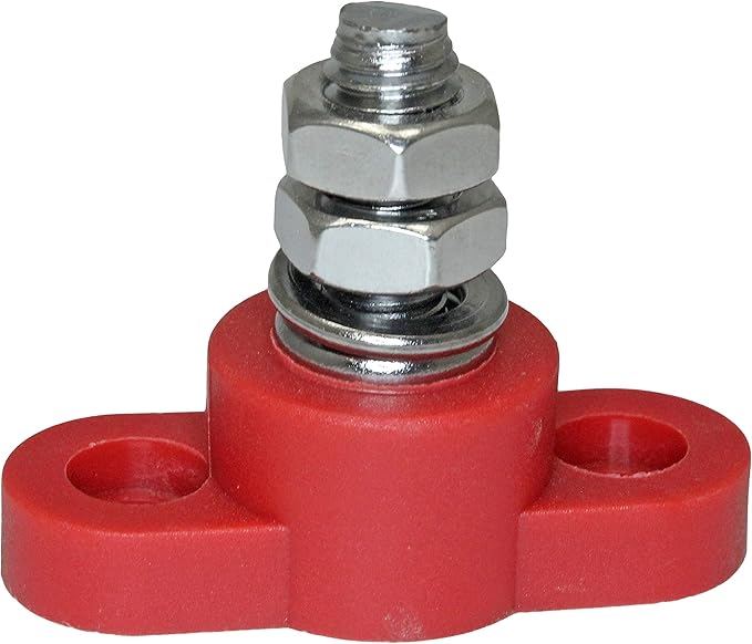 Positive Insulated Battery Power Junction Post Block 3/8 Lug X 16 Thread (Red)