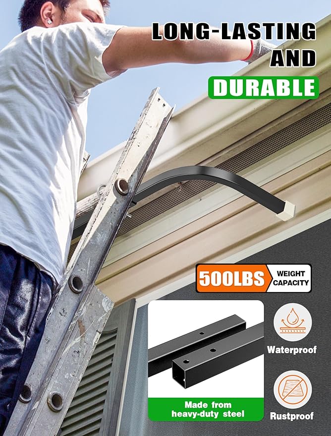 Ladder Stabilizer, Adjustable Ladder Standoff, Ladder Stabilizer for Roof Gutter Cleaning, Ladder Gutter Guard Accessories with White Anti-Slip Silicone Pad to Protect Wall