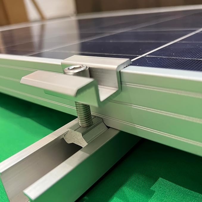 Solar Panel Mounting Brackets, Roof Mount Kit, Rails and Clamps Included for Thickness 1.18”-1.38”,2pcs in A Row Assembly on Tin, Flat and Sheet Rooftop, Aluminum Alloy