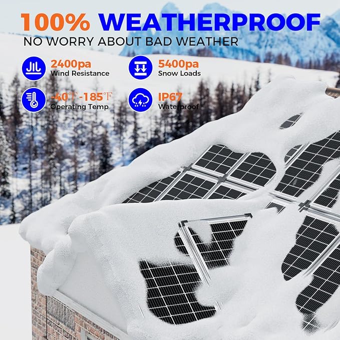 Voltset 200W 12V Solar Panels, High Efficiency 9BB Cell Monocrystalline Solar Panel IP67 Waterproof, Suitable for RV, Marine, Rooftop, Home, Yacht, Off-Grid Applications (2-Pack 100W)