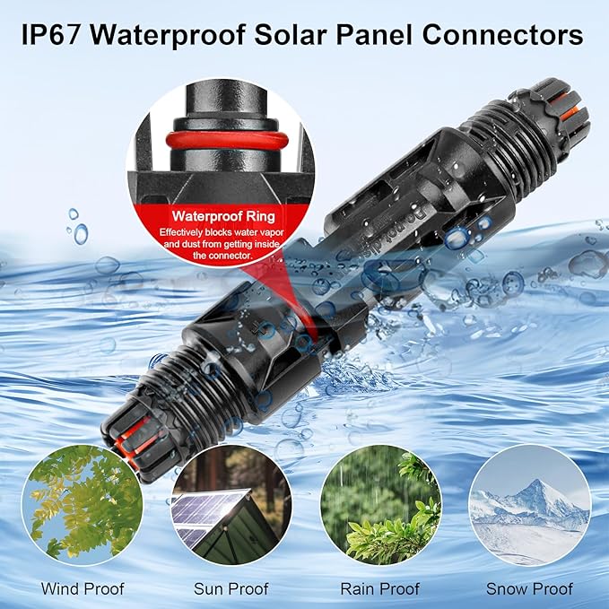 Solar Connectors - 20Pairs / 40PCS Solar Panel Connector Male Female with Dual Spanners IP67 Waterproof
