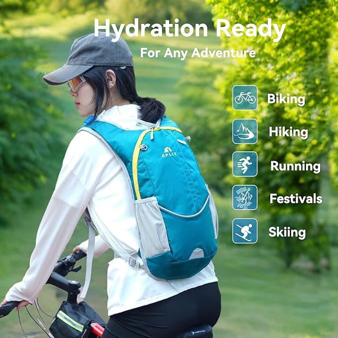 Hydration Backpack with 2L Bladder – Durable Lightweight Water Pack for Running, Hiking, Biking – Fits Men, Women, Youth