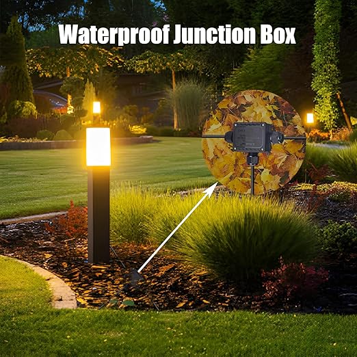 IP68 Waterproof 3 Way Junction Box, Underground Electrical Box with Terminal Block, for LED Landscape Lighting, Garden Lights