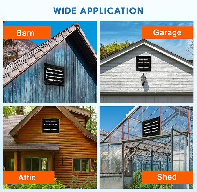 20" Automatic Shutter Exhaust Fan Wall Mount, 3500 CFM High Speed Ventilation with Quiet 1500 RPM Motor for Attic, Garage, Shop, Greenhouse