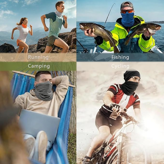 6 Pack Cooling Neck Gaiter Face Cover Mask Summer Breathable Dust UV Bandana Scarf for Men Women Fishing Running Cycling