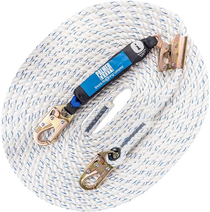 Palmer Safety Vertical Lifeline Assembly - 100FT Rope Harness Safety Lanyard with Rope Grab - Fall Protection Kit
