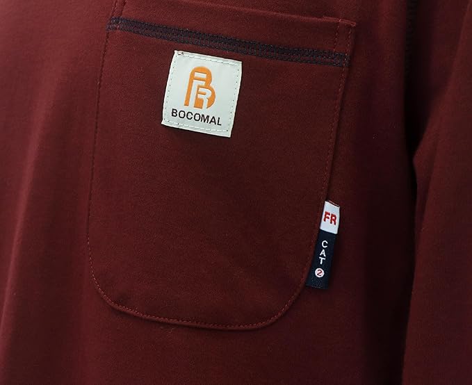 BOCOMAL FR Shirts for Men Lightweight Crew Long Sleeve Flame Resistant/Fire Retardant Shirt…