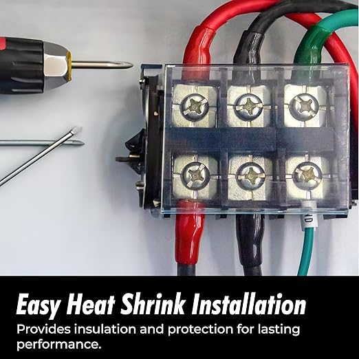 InstallGear 1/0 Ring Terminal Connectors - 1/0 Gauge AWG Tinned Pure Copper Lugs with Heat Shrink (20Pack-10 Positive/10 Negative) Electrical Connectors, Heat Shrink Wire Connectors for 1/0 Gauge Wire
