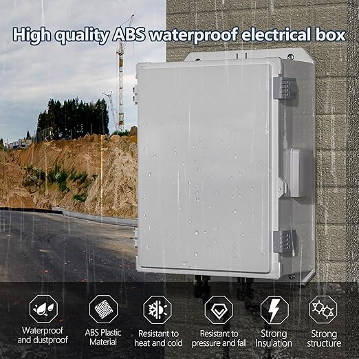 ABS Electrical Enclosure Box with Power Outlet & Thermostat, Ventilated Design for Heat Dissipation, Indoor & Outdoor Use (18.3" H* 12.7" L* 6.5" W)