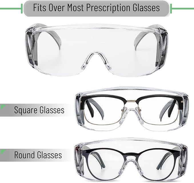 UNCO- Safety Goggles Over Glasses, Protective Goggles, Anti Fog, Work, Safety Glasses Over