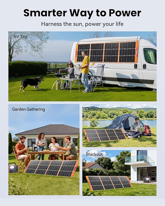 200 Watt Portable Solar Panel for Power Station, 24% High Efficiency Foldable Solar Charger with MC4 & USB Outputs, IP66 Waterproof Solar Panels with 4 Kickstands for Trip RV Camping Off Grid