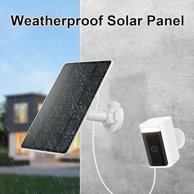 Solar Panel Compatible with Wyze Battery Cam Pro, Cam Outdoor V1/V2, 9.4ft Waterproof Charging Cable, 360°Adjustable Mount, IP65 Waterproof Solar Charger for Outdoor Security Camera (1 PC)