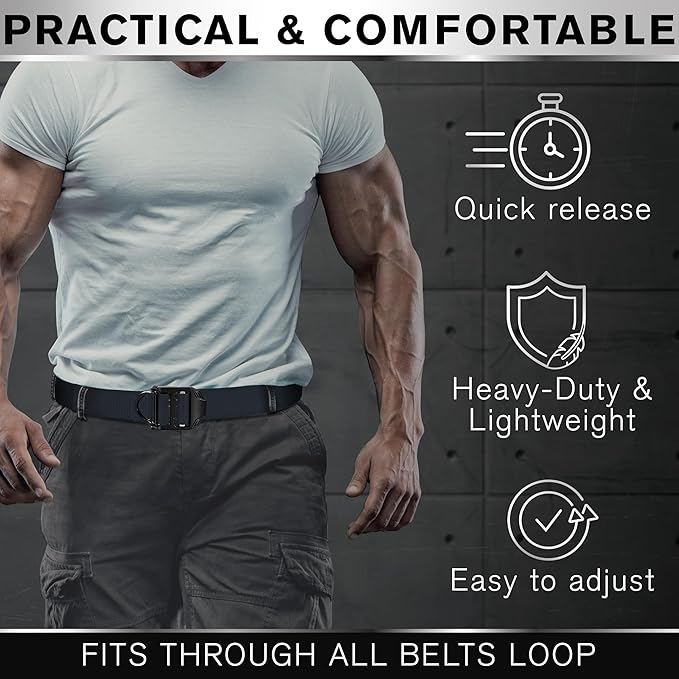 TECEUM Tactical Belt – Heavy-Duty & Quick Release – Military, Work, Rigger, Duty & Utility Belt for Men
