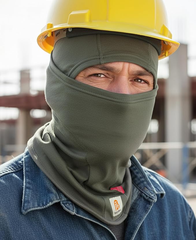 BOCOMAL FR Flame Resistant Balaclava Face Mask Arc Rated NFPA2112 CAT2 Helmet Liner Covering Hood for Welding