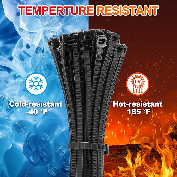 Zip Ties Assorted Size,4+6+8+12+14+18 Inch Double Sided Toothed,100 LBS Tensile Strength Heavy Duty Cable Wire Ties With Self-Locking Adjustable Durable Nylon Tie Wraps for Indoor Outdoor（400 Pack）