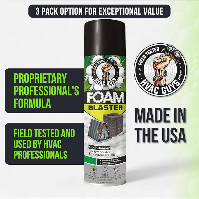 Foam Blaster AC Coil Cleaner for AC Unit | No Rinse Formula for Evaporators & Condensers | Neutral Citrus Scent