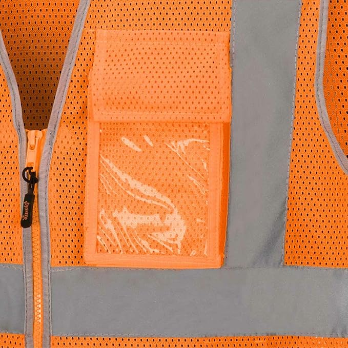 Pioneer Hi Vis Safety Vest for Men & Women - Reflective Cooling Mesh - 8 Pockets - Class 2 - Construction, Traffic, Security