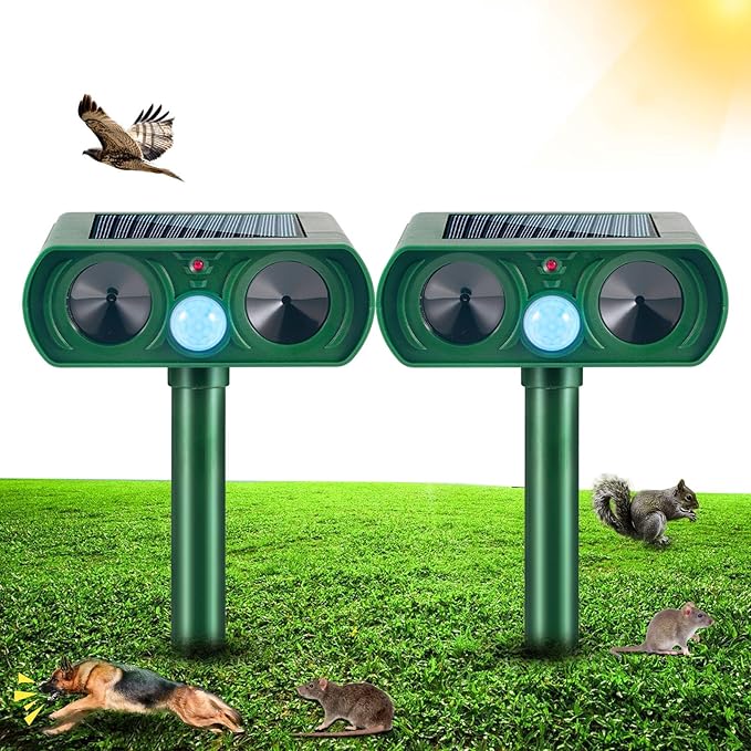 2026 Solar Ultrasonic Animal Repeller Outdoor Cat Deer Repellent Devices with Motion Sensor Waterproof Squirrel Racoon Fortress Pro Animal Deterrent Devices for Rabbit Skunk Repellent for Yard