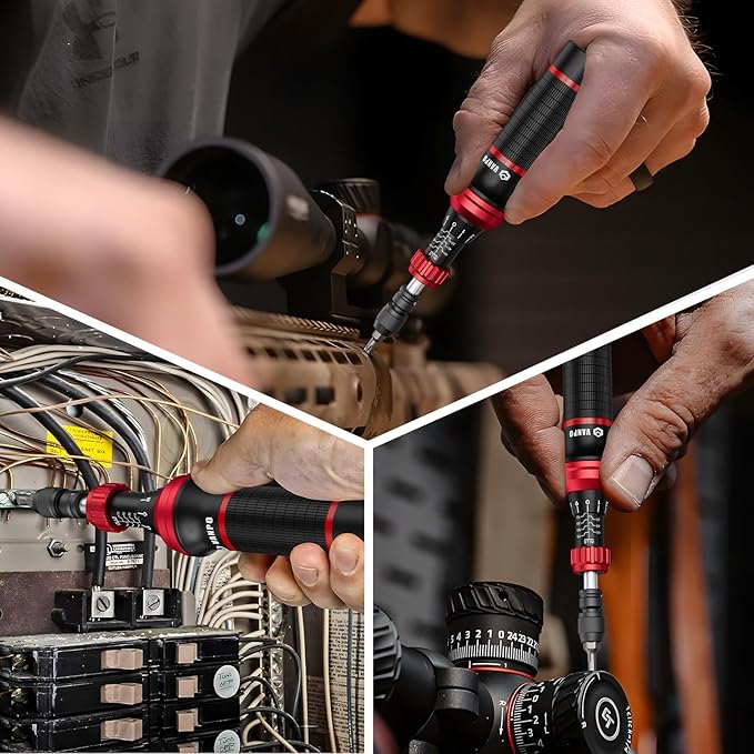 VANPO Torque Screwdriver, 24 Pcs 10-70 Inch Pound Torque Screwdriver Set with Hex, Torx, Phillips, Pozidriv, Schlitz,Bits Adapter, T-Bar Handle for Bike Repair, DIY and Maintenance