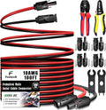 Twin Wire 100FT Solar Extension Cable - 10AWG (6mm²) Solar Panel Connector, with IP67-Male/Female Solar connectors for Outdoor Automotive RV Boat Marine Solar Panel- Black & Red