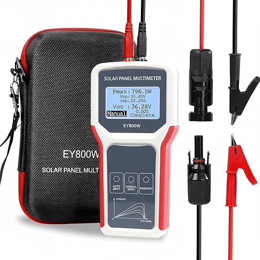 Solar Panel Tester/EY800W Solar Panel Meter/PV Testing Instrument Ultra Open Circuit Voltage Auto/Manual MPPT Clear LCD