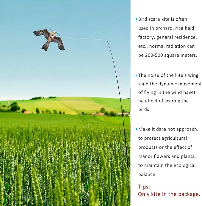 eyijklzo Bird Scarer Flying Kite Crops Farm Flying Bird Hawk Flying Kite, Only Grey Kite
