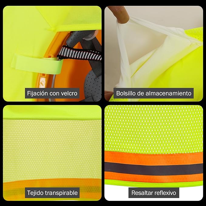 TCCFCCT Hard Hat Sun Shade Full Brim, Mesh High Visibility Hard Hat Visor Neck Shade Accessories, (Hats Not Included), Yellow 3 Packs