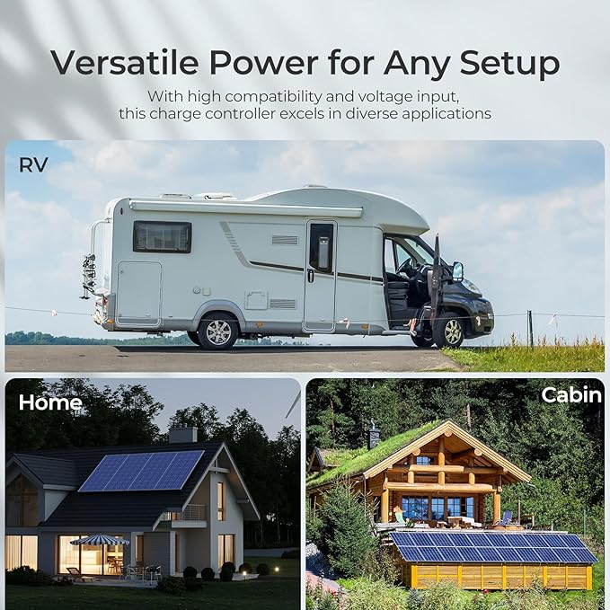 Rover Lite 60A 12V/24V/36V/48V MPPT Solar Charge Controller - 150V Max Input, Auto for Lithium/AGM/Gel Batteries, RV Marine Off-Grid & DIY Solar Kits