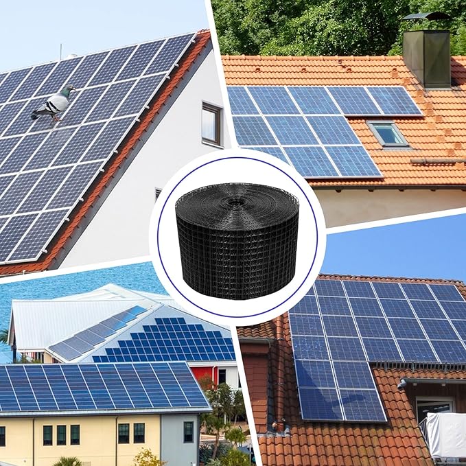 Solar Panel Bird Mesh Kit 6in x 100ft，Bird Deterrent PVC Wire, Bird Guard for Solar Panel Proofing to Prevent Pigeons Nesting Under Roof Solar Panels