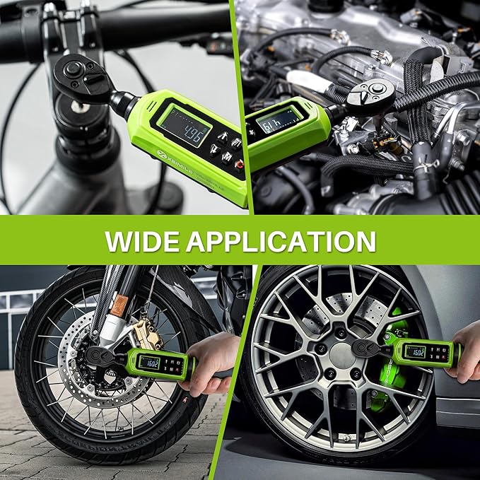 Digital Torque Wrench 1/4" Drive-4-266In.Lb/0.45-30N.m, Electric Torque Wrench With Vibration Buzzer LED Indicator,±2% Accuracy Five Units for Bike Motorcycle Car Auto Repair,DIY,Green Black