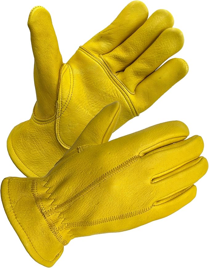 SKYDEER Full Premium Wild Elkskin Leather Work Gloves for Men, Durable for Heavy-Duty Labor, Construction, and Garden SD8826