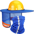 SATINIOR 2 Pcs Sun Hard Hat Neck Protection High Visibility Full Brim Mesh Sun Protection and Neck Gaiter Bandana Face Scarf for Construction Helmet Hard Hat Accessories, Reflective(Blue)