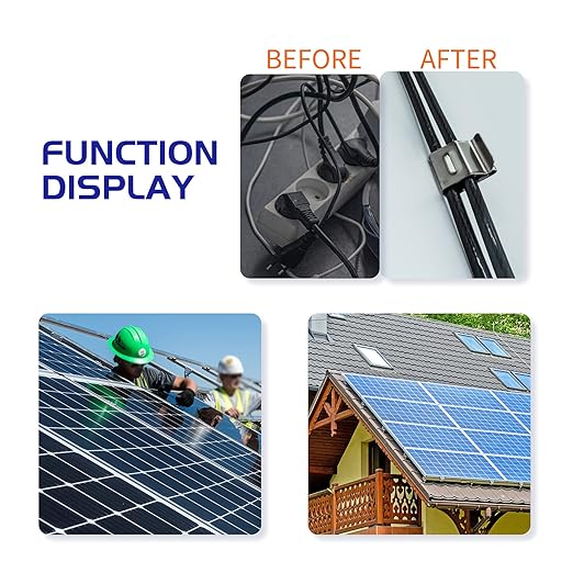 Solar Panel Cable Clips Photovoltaic Cable Clips Trailer Frame Wire Clamp Clips Stainless Steel 21.6mm/0.85in Length-[30 Pcs]