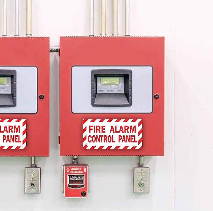 "Fire Alarm Panel Inside" & "Fire Alarm Control Panel" Sign Sticker Decals Indoor/Outdoor UV Protection