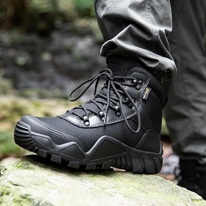 FREE SOLDIER Men's Waterproof Hiking Boots Tactical Work Boots Outdoor Lightweight Military Boots
