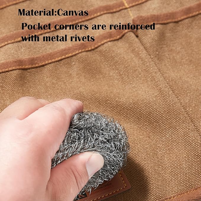 Canvas Work Tool Apron 10 Pockets Waist Apron for Men Women,Adjustable Buckle Closure Tool Bags for Outdoor Work, Woodworkers, Artists and Craftspeople M-XXL