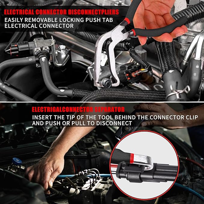 4 Pieces Electrical Disconnect Pliers for Cars, Electrical Connector Separator Tool and Automotive Electrical Connector Disconnect Pliers,Fuel Line Petrol Clip (Black 4 PCS)
