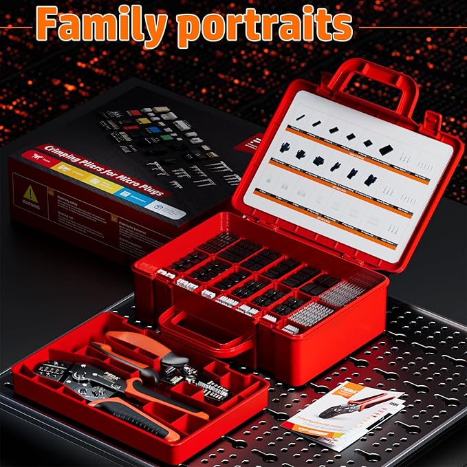 PEBA Crimping Tool and Dupont Connector Kit - 24 Types of Dupont 2.54 mm Connectors & Crimp Pins, 2.5 mm JST-XH & JST-SM Contacts and Housings, for DIY Electronics - Suitable for AWG 32-20 Wires