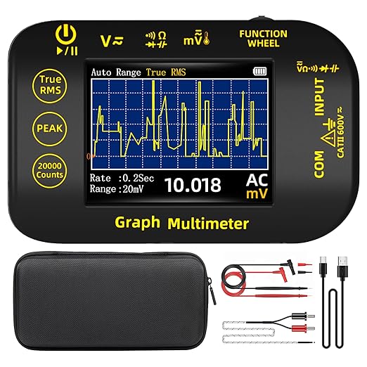 BSIDE 20000 Counts Digital Multimeter Date Recorder, 1uV/1000V Photovoltaic/Miners Voltmeter Tester, TRMS with Rechargeable, Measures Capacitance Diode MAX/MIN/PEAK Voltage Temperature Ohm Continuity