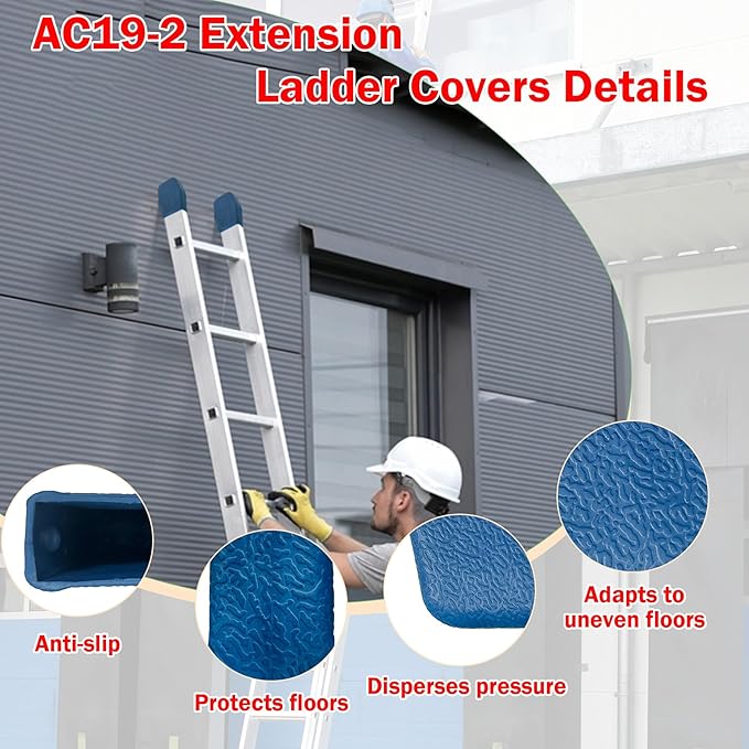 Earthtec AC19-2 Extension Ladder Covers Rubber End Caps Replacement for Werner Fiberglass & Aluminum Stabilizer Bumpers Pads Boots Accessories (4 Pack)