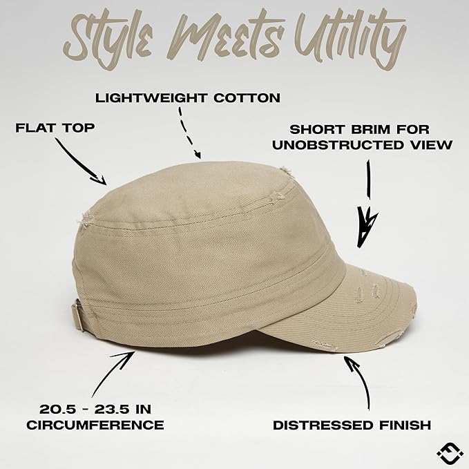 Funky Junque Distressed Military Hat – Newsboy Hats for Women, Short Brim Army Baseball Cap, Womens Cadet Hat Trendy Style