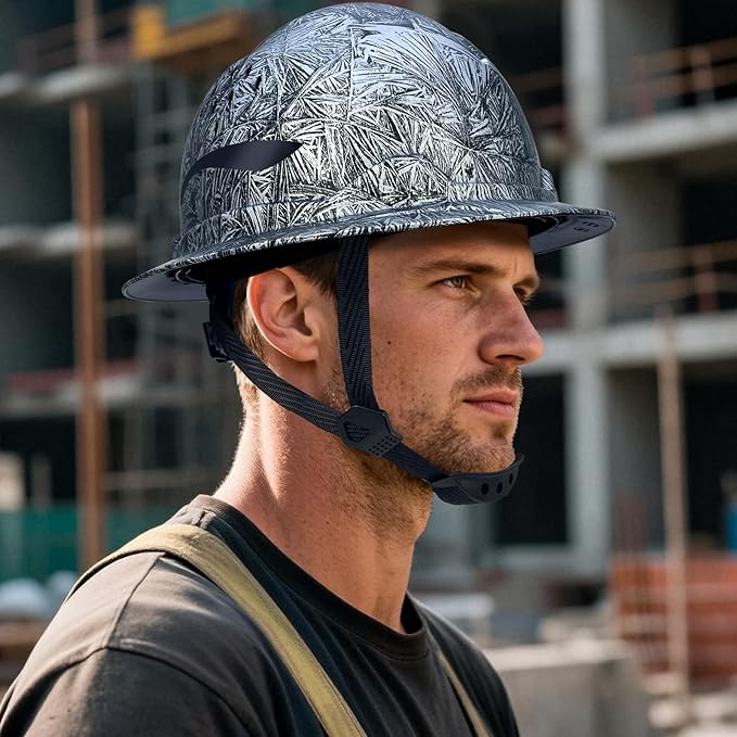 Full Brim Industrial Safety Helmet ANSI/ISEA Z89.1 Type I Class C Certified Hard Hats 6-Point Suspension Lightweight Vented for Construction, Logging, Outdoor Work RGS-B6