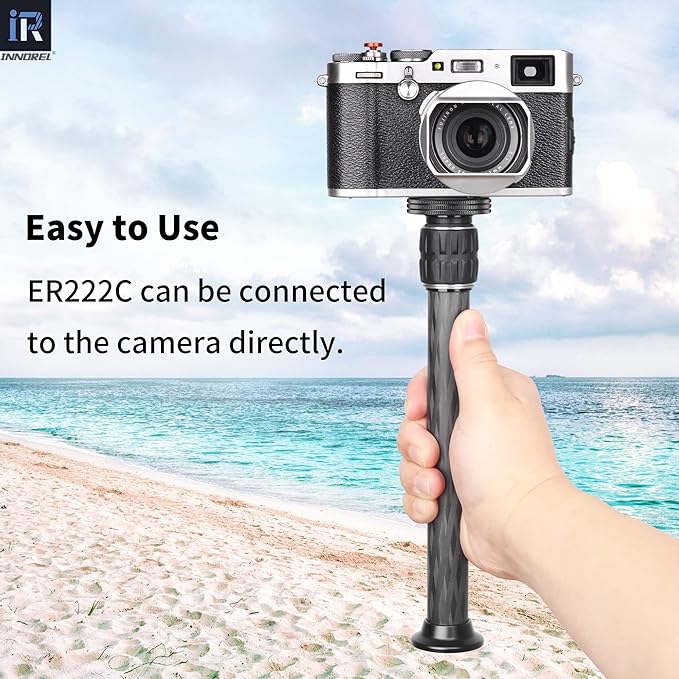 INNOREL ER222C Universal Carbon Fiber Tripod Center Column Extension Pole Extender - Two-Section Mid-Column Extension Rod Pole for Monopod DSLR Camera - 22.2mm Max Tube