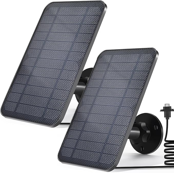 Solar Panel for Blink Outdoor Camera 4, 4W Solar Panel Compatible with Blink Outdoor 4 (4th Gen) Camera, USB-C Port，Waterproof Rubber Plug, 13.12ft Charging Cable and 360°Adjustable Mount 2 Pack
