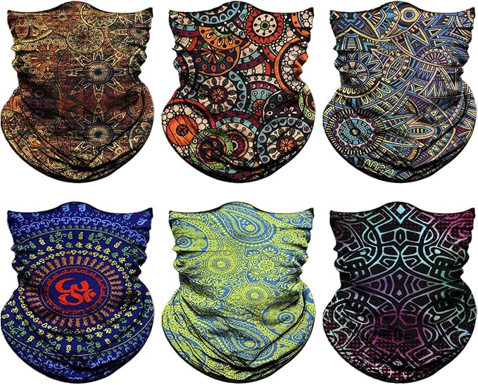 Venswell Neck Gaiter Face Mask Men Women,Seamless Bandana Rave Face Cover Scarf Mask,Balaclava,Headband, Head Wrap,Headwear