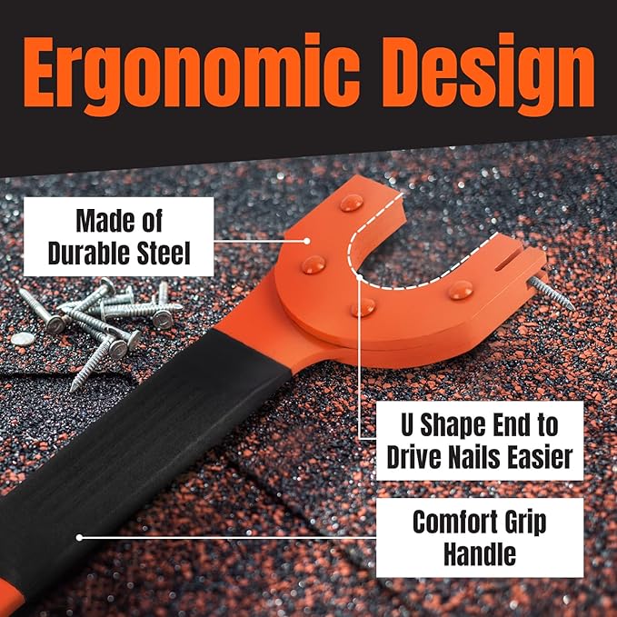 IMPRESA Pack of 2 Shingle Nail Puller - Safety Orange Ergonomic Comfort Grip & Roof Repair Tools - Magnetic Grip & Shingle Nail Remover - High-Contrast Orange Finish & Roofing Tool