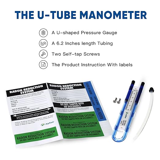 XYF Air Easy Read Manometer | U-Tube Air Pressure Indicator (Blue)